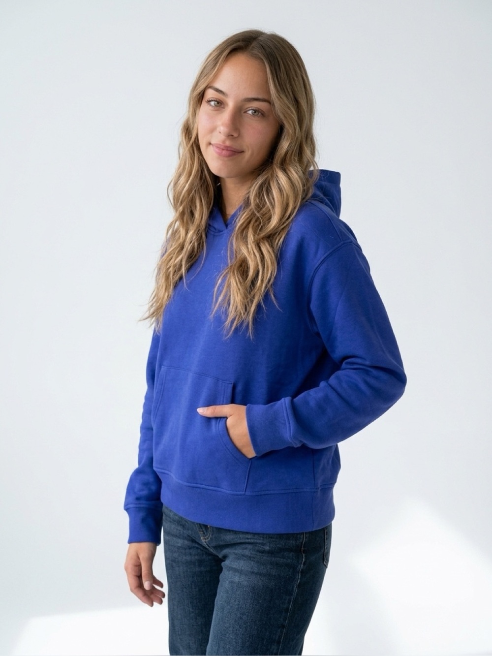 Blue Zenana Pullover Hoodie Sweatshirt soft and comfy
